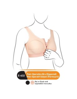 POST OPERATİF  FERMUARLI SÜTYEN XXXL (Siyah) AMELİYAT SONRASI SÜTYEN