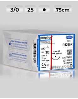 P4250X PROPİLEN SÜTUR 3/0 25 MM YUVARLAK İĞNELİ 75CM NON-ABSORBABLE BEYAZ
