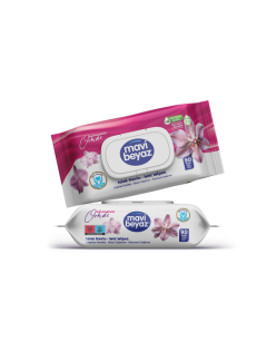 MAVİ BEYAZ ISLAK HAVLU ÇİÇEK SERİ ORKİDE 90LI WET WIPES ISLAK MENDİL