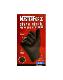 HASPET MASTER FORCE SİYAH NİTRİL MEDİUM ELDİVEN 1 KUTU=50 ADET