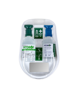 PİTDROP STERİL GÖZ YIKAMA SOLÜSYON SET 2Lİ AYNALI İSTASYON PH074+P074 MAVİ MAVİ KİMYASAL
