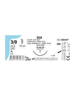 SB3347 İPEK 3/0 26MM 3/8 AŞAĞI KESKİN 75CM TEK İĞNE
