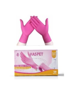 HASPET PEMBE NİTRİL ELDİVEN PUDRASIZ MEDİUM