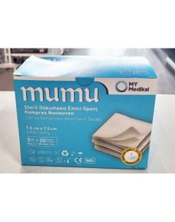 MUMU STERİL NONWOWEN 7.5CMX7.5CM SPANÇ 4KAT 100 ADET DOKUSUZ EMİCİ MODEL