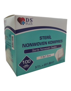 DS PLUS DAMLA STERİL NONWOVEN GAZ KOMPRES 100ADET 7.5CM X 7.5CM HASSAS BAKIM
