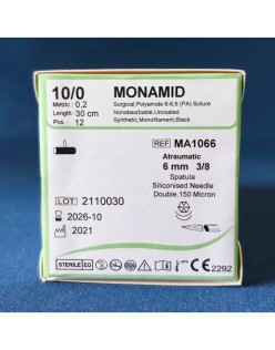 MONAMID MA1066  10/0 6 MM 3/8 SPATULA 150 MİKRON 30CM ÇİFT İĞNE