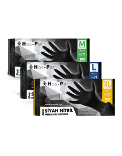 HASPET SİYAH NİTRİL PUDRASIZ MUAYENE ELDİVENİ XLARGE 1KUTU=100ADET
