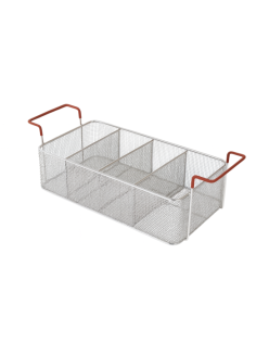 YIKAMA VE STERİLİZASYON SEPETİ PASLANMAZ ÇELİK TEL SEPET 4 BÖLMELİ Ebatlar (ExBxY): 460x250x130 mm.