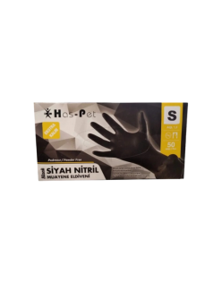 HASPET SİYAH NİTRİL 50Lİ PUDRASIZ MUAYENE ELDİVENİ SMALL EKSTRA KALIN
