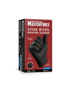 HASPET MASTER FORCE SİYAH NİTRİL XLARGE ELDİVEN 1 KUTU=50 ADET